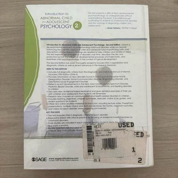 Introduction to Abnormal Child and Adolescent Psychology Robert Weis - Picture 2 of 3